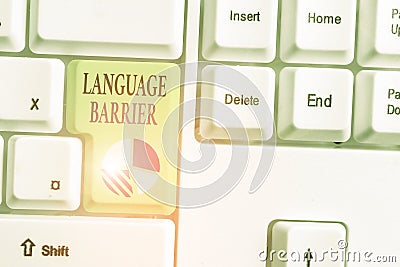 Text sign showing Language Barrier. Conceptual photo difficulties in communication Speaking different language. Stock Photo