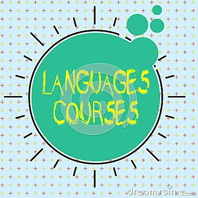 Text sign showing Languages Courses. Conceptual photo set of classes or a plan of study on a foreign language Asymmetrical uneven Stock Photo