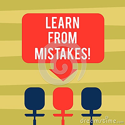 Text sign showing Learn From Mistakes. Conceptual photo keeping track of your most important decisions Blank Space Color Stock Photo