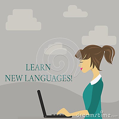 Text sign showing Learn New Languages. Conceptual photo developing ability to communicate in foreign lang photo of Young Stock Photo