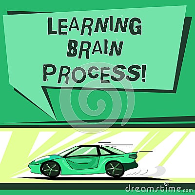 Text sign showing Learning Brain Process. Conceptual photo Acquiring new or modifying existing knowledge Car with Fast Stock Photo