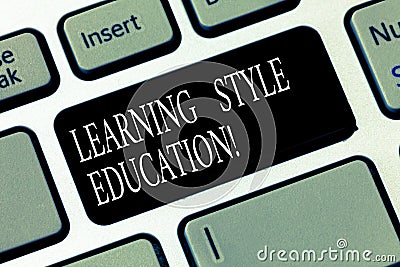 Text sign showing Learning Style Education. Conceptual photo Method or technique a demonstrating uses to learn Keyboard key Stock Photo
