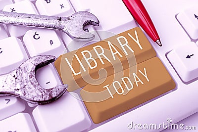 Text sign showing Library. Word for curated collection of sources of information and similar resources Stock Photo