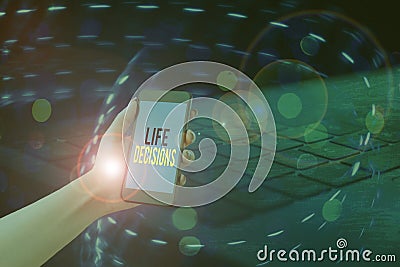 Text sign showing Life Decisions. Conceptual photo an important decision which you make about your life Stock Photo