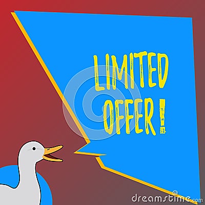 Text sign showing Limited Offer. Conceptual photo Short time special clearance Price Reduction. Stock Photo
