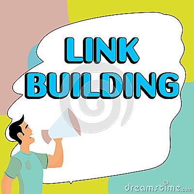Text sign showing Link Building. Business overview SEO Term Exchange Links Acquire Hyperlinks Indexed Stock Photo