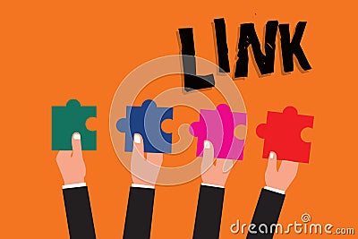 Text sign showing Link. Conceptual photo Loop in a chain Network of routes between webpages Connection Stock Photo