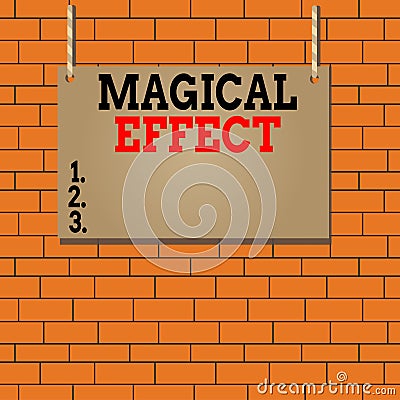 Text sign showing Magical Effect. Conceptual photo produced by or as if by magic a magical transformation words Wooden Stock Photo