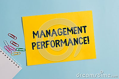 Text sign showing Management Perforanalysisce. Conceptual photo feedback on Managerial Skills and Competencies Plain Stock Photo