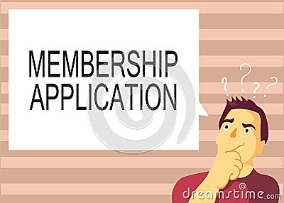 Text sign showing Membership Application. Conceptual photo Gateway to any organization to check if Eligible Stock Photo