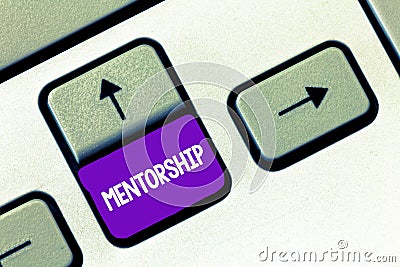 Text sign showing Mentorship. Conceptual photo Guidance provided by a mentor experienced knowledge demonstrating Stock Photo