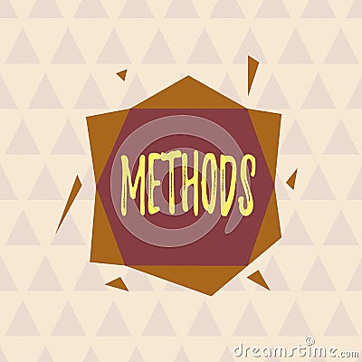 Text sign showing Methods. Conceptual photo the particular form of procedure for accomplishing something Asymmetrical uneven Stock Photo