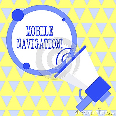 Text sign showing Mobile Navigation. Conceptual photo graphical user interface used to aid the vehicle driver. Stock Photo