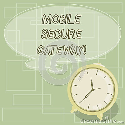 Text sign showing Mobile Secure Gateway. Conceptual photo Securing devices from phishing or malicious attack Blank Color Stock Photo