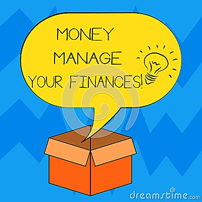 Text sign showing Money Manage Your Finances. Conceptual photo Make good use of your earnings Investing Idea icon Inside Stock Photo