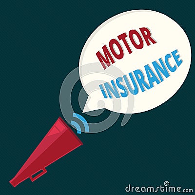 Text sign showing Motor Insurance. Conceptual photo Provides financial compensation to cover any injuries Stock Photo