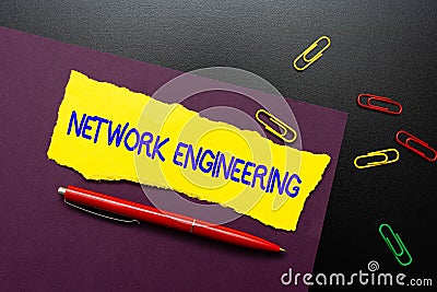 Text sign showing Network Engineering. Internet Concept field concerned with internetworking service requirement Stock Photo