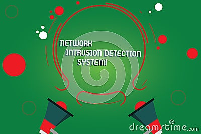 Text sign showing Network Intrusion Detection System. Conceptual photo Safety security multimedia systems Two Megaphone Stock Photo