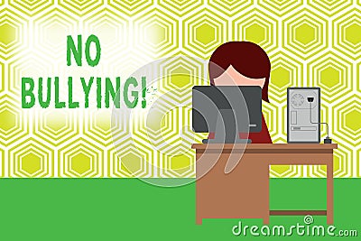 Text sign showing No Bullying. Conceptual photo stop aggressive behavior among children power imbalance Young female Stock Photo