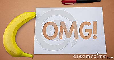 Text sign showing Omg Motivational Call. Conceptual photo Oh my good abbreviation Modern Astonishment expression Small paper drawi Stock Photo