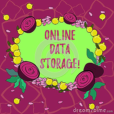 Text sign showing Online Data Storage. Conceptual photo store with third party service accessed via Internet Floral Stock Photo
