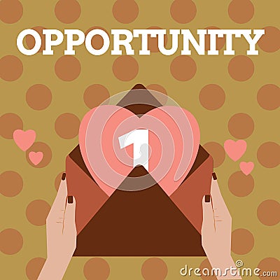 Text sign showing Opportunity. Conceptual photo Time or set of circumstances that makes possible to do something Stock Photo