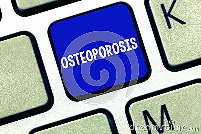 Text sign showing Osteoporosis. Conceptual photo Medical condition wherein bones become brittle and fragile Stock Photo