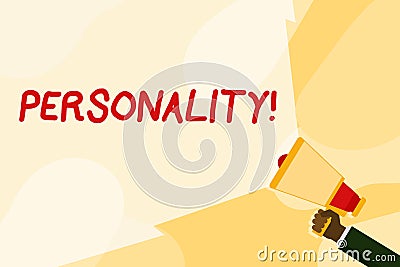 Text sign showing Personality. Conceptual photo combination characteristics that form individuals character Hand Holding Stock Photo