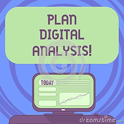 Text sign showing Plan Digital Analysis. Conceptual photo Analysis of qualitative and quantitative digital data Mounted Stock Photo