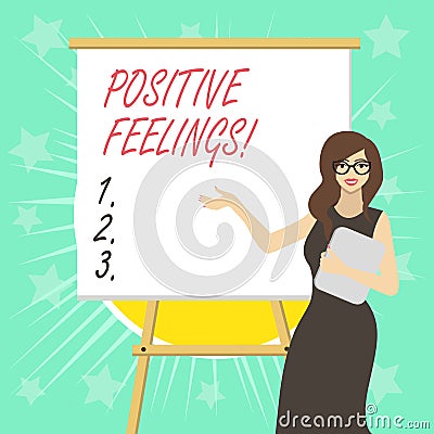 Text sign showing Positive Feelings. Conceptual photo any feeling where there is a lack of negativity or sadness. Stock Photo