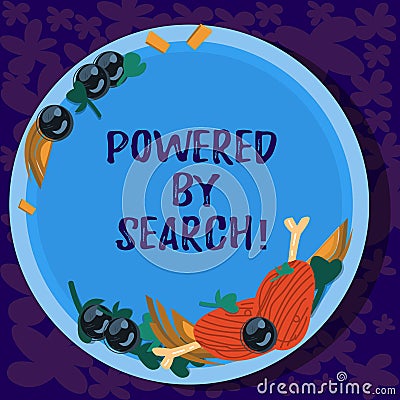 Text sign showing Powered By Search. Conceptual photo Get results other marketers can t with specific websites Hand Stock Photo