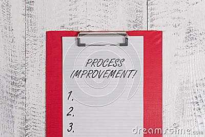 Text sign showing Process Improvement. Conceptual photo Optimization Meet New Quotas Standard of Quality Colored Stock Photo