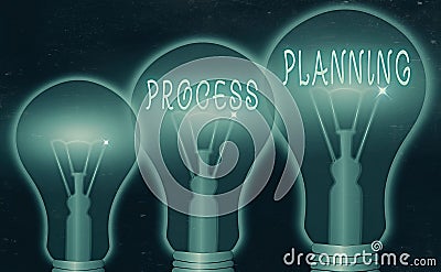 Text sign showing Process Planning. Conceptual photo the development of goals strategies task lists etc. Stock Photo