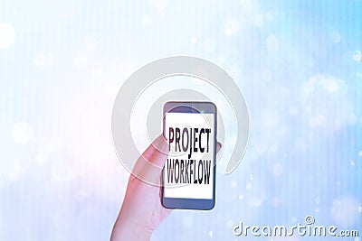 Text sign showing Project Workflow. Conceptual photo series of steps that need to be taken to complete tasks Stock Photo