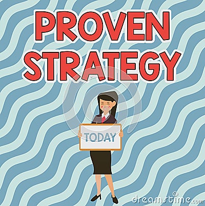 Text sign showing Proven Strategy. Conceptual photo Confirmed approach or practices in generating sales or leads Stock Photo