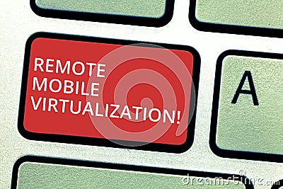 Text sign showing Remote Mobile Virtualization. Conceptual photo can remotely control an Android virtual machine Stock Photo