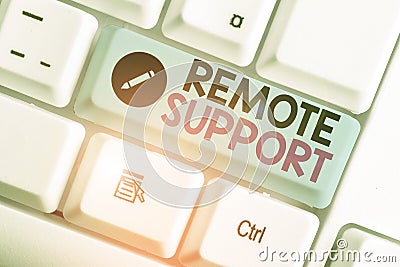 Text sign showing Remote Support. Conceptual photo help endusers to solve computer problems and issues remotely Stock Photo