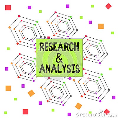 Text sign showing Research And Analysis. Conceptual photo Strategic Thinking and Decision Making existing or new Centered Hexagon Stock Photo
