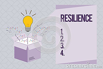 Text sign showing Resilience. Conceptual photo Capacity to recover quickly from difficulties Persistence Stock Photo