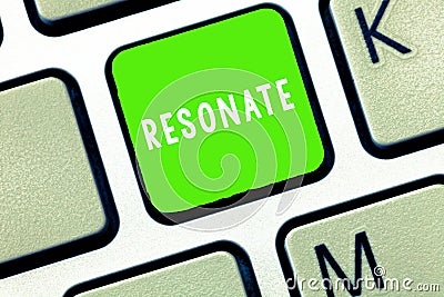 Text sign showing Resonate. Conceptual photo produce or be filled with deep full reverberating sound electrical Stock Photo