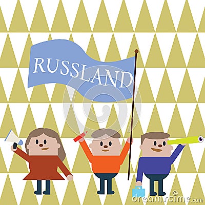 Text sign showing Russland. Conceptual photo former empire of eastern Europe and northern Asia Slavic Stock Photo