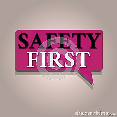 Text sign showing Safety First. Conceptual photo used to say that the most important thing is to be safe Rectangular Stock Photo