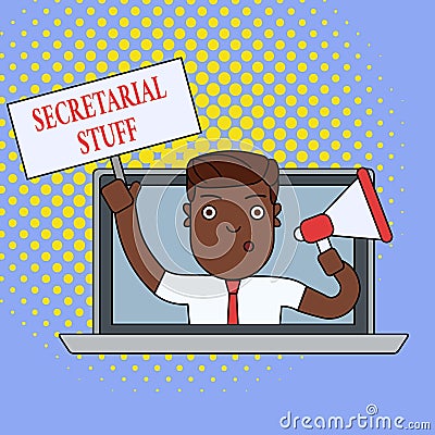 Text sign showing secretarial stuff. Conceptual photo secretary belongings things owned by demonstratingal assistant man Stock Photo