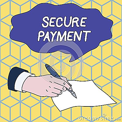 Text sign showing Secure Payment. Conceptual photo Security of Payment refers to ensure of paid even in dispute Male Stock Photo