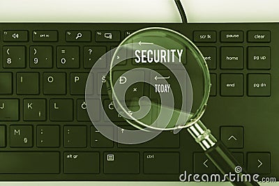 Text sign showing Security. Word for The state of feeling safe stable and free from fear or danger Computer Keyboard And Stock Photo