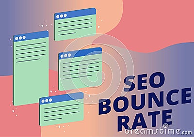 Text sign showing Seo Bounce Rate. Concept meaning Search engine optimization visitors navigate off the site Blank Stock Photo