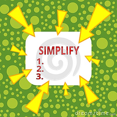 Text sign showing Simplify. Conceptual photo make something simpler or easier to do or understand unravel Asymmetrical uneven Stock Photo