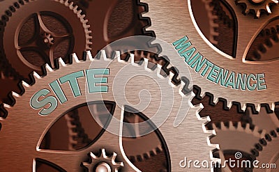 Text sign showing Site Maintenance. Conceptual photo Monitoring and regularly checking your website for issues. Stock Photo