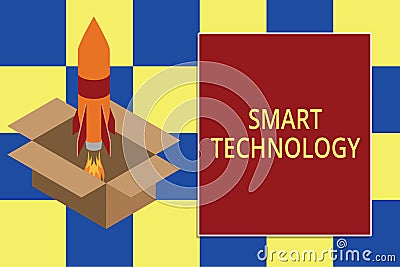 Text sign showing Smart Technology. Conceptual photo gadgets or device that has a built in computer or chip Fire Stock Photo