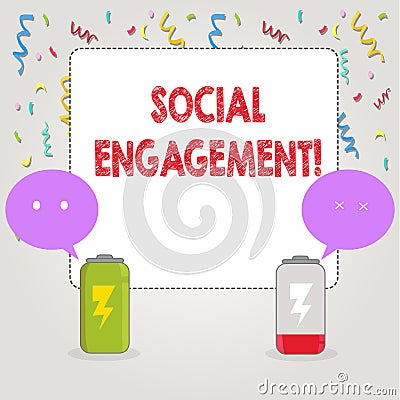 Text sign showing Social Engagement. Conceptual photo post gets high reach Likes Ads SEO Advertising Marketing. Stock Photo